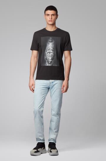 Koszulki BOSS Cotton Jersey Czarne Męskie (Pl24412)